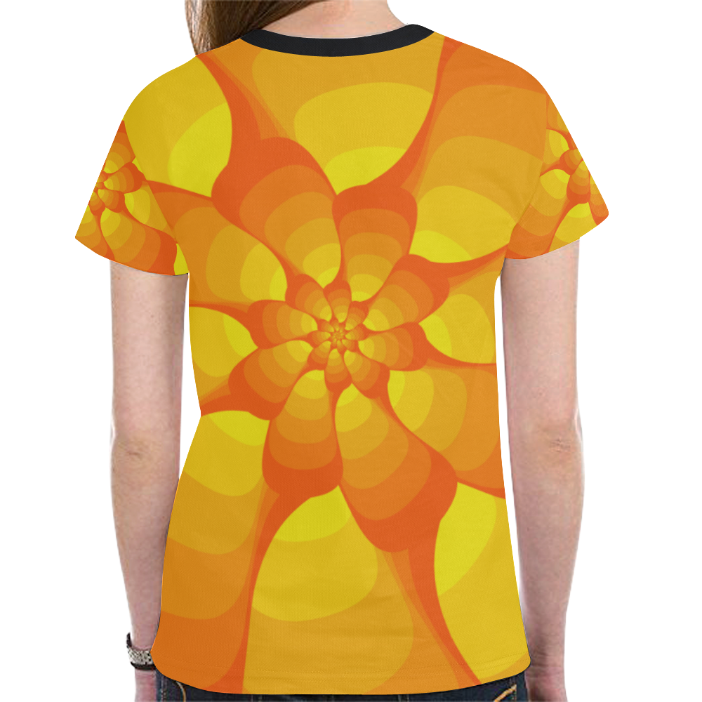 Orange yellow flower New All Over Print T-shirt for Women (Model T45)