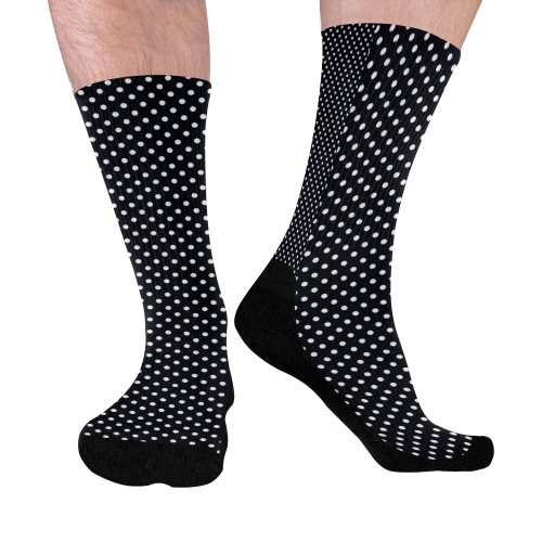 Black polka dots Mid-Calf Socks (Black Sole)
