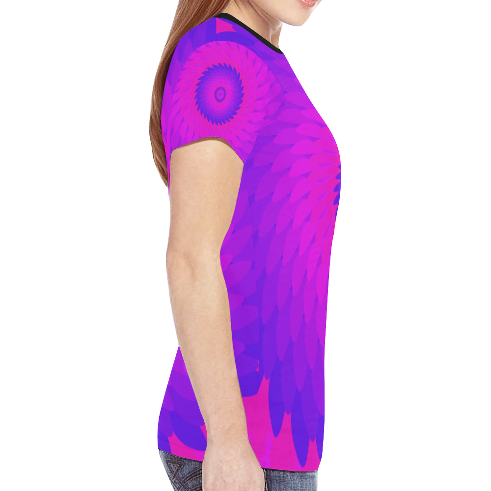 Blue pink oval New All Over Print T-shirt for Women (Model T45)