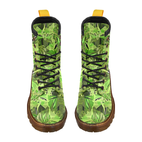 Tropical Jungle Leaves Camouflage High Grade PU Leather Martin Boots For Men Model 402H