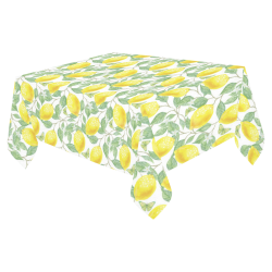 Lemons And Butterfly Cotton Linen Tablecloth 52"x 70"