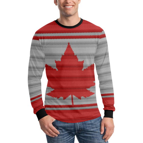 Canada Winter Print Long Sleeve Shirts Men's All Over Print Long Sleeve T-shirt (Model T51)
