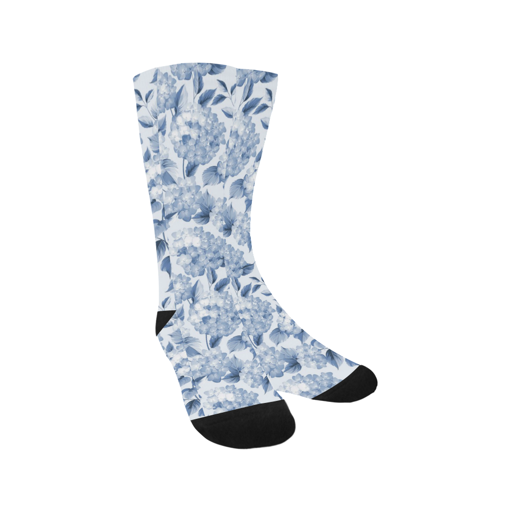 Blue and White Floral Pattern Trouser Socks