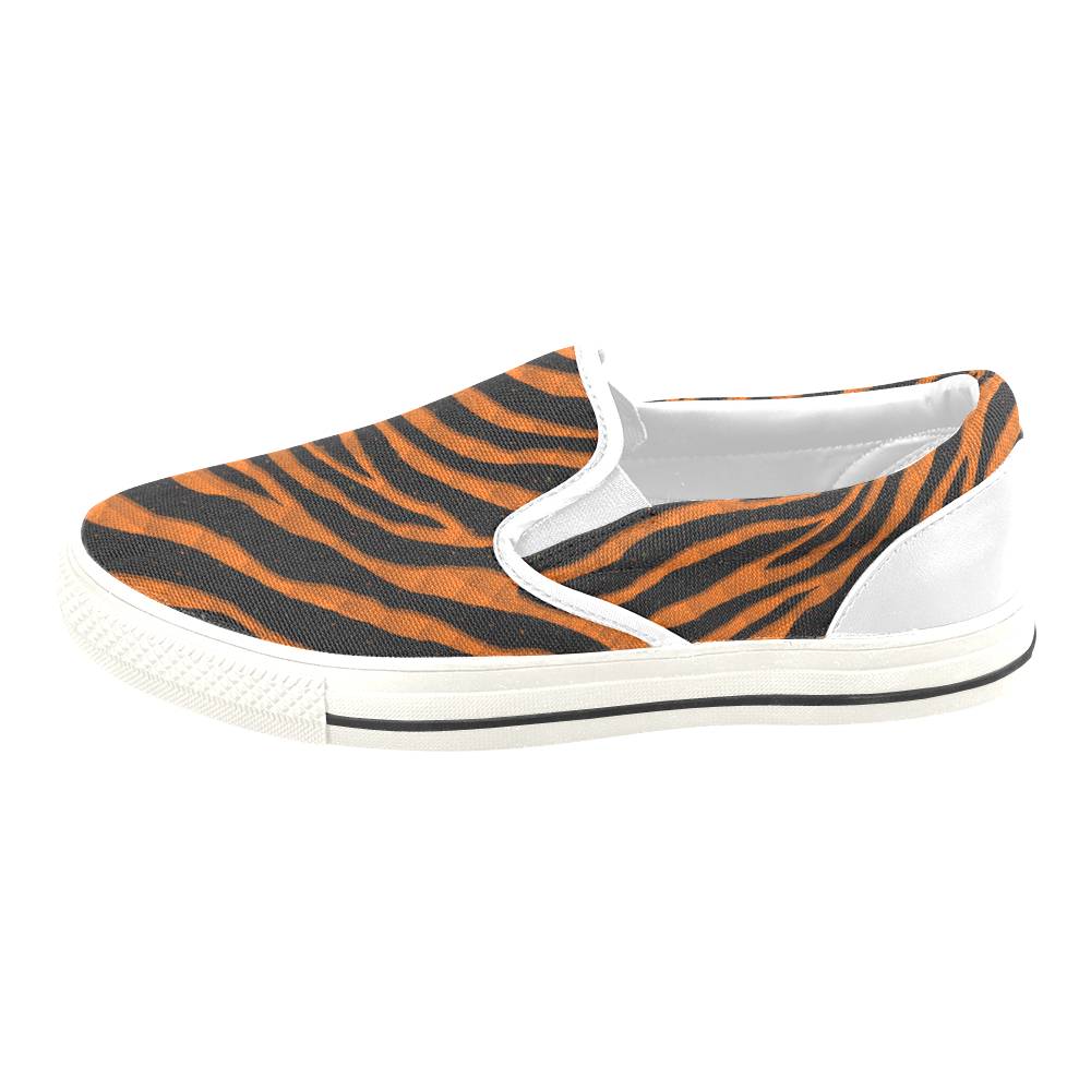 Ripped SpaceTime Stripes - Orange Slip-on Canvas Shoes for Kid (Model 019)