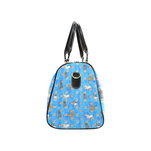 Frenchies in Flowers New Waterproof Travel Bag/Large (Model 1639)