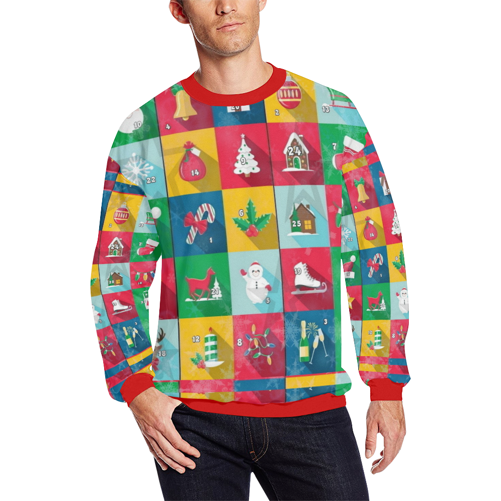 Christmas Calender by Nico Bielow Men's Oversized Fleece Crew Sweatshirt (Model H18)