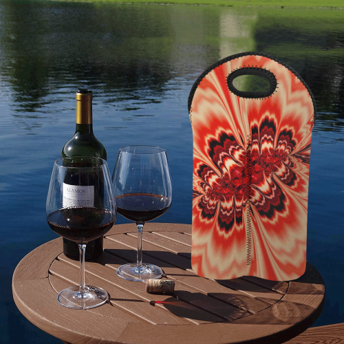 amazing Fractal 43 red by JamColors 2-Bottle Neoprene Wine Bag