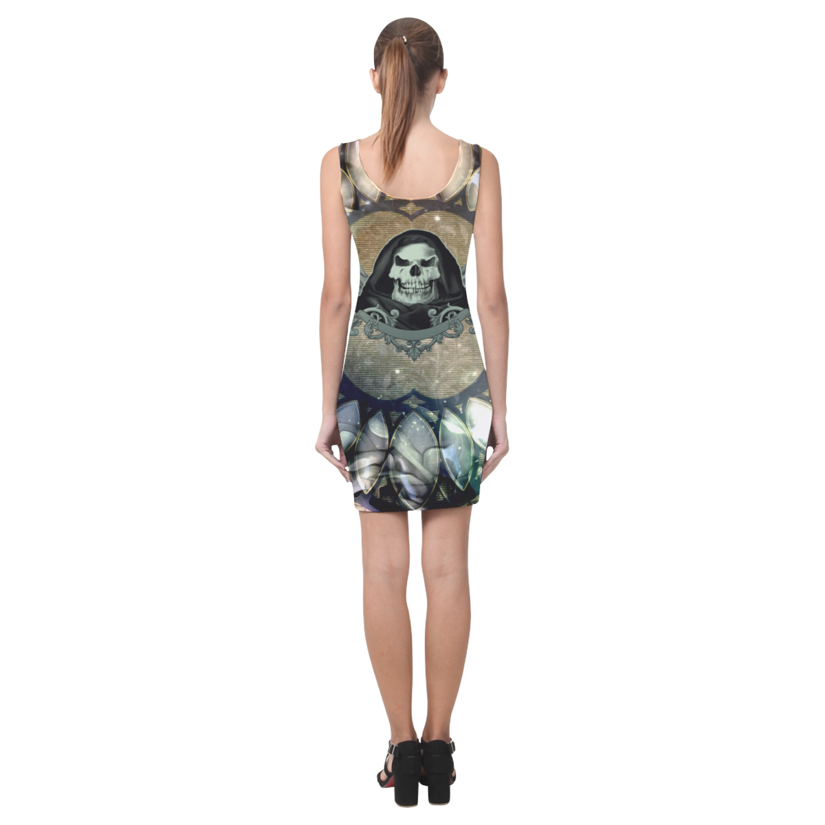 Awesome scary skull Medea Vest Dress (Model D06)
