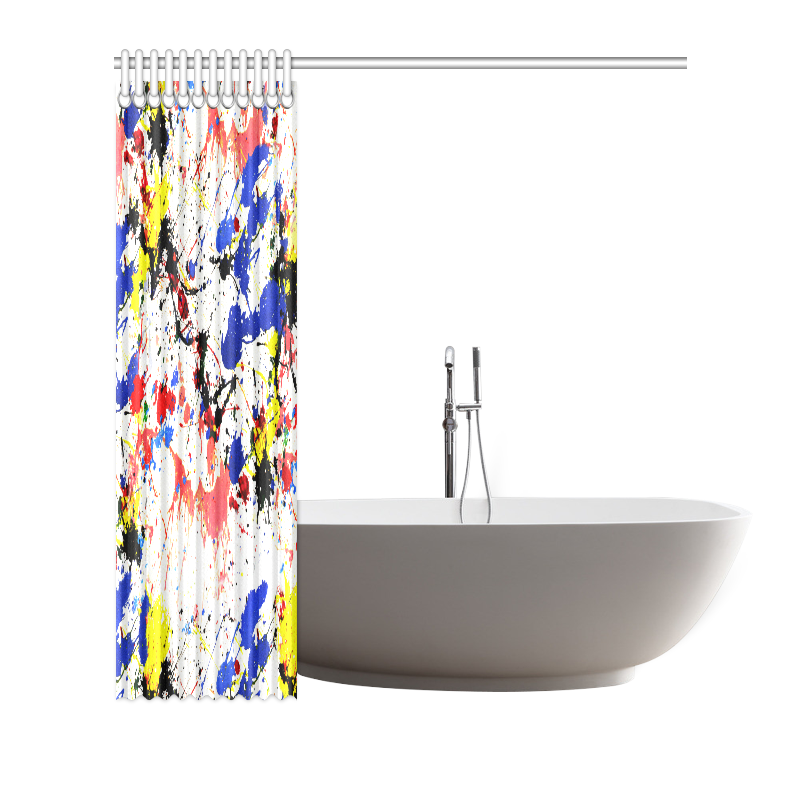 Blue and Red Paint Splatter Shower Curtain 66"x72"
