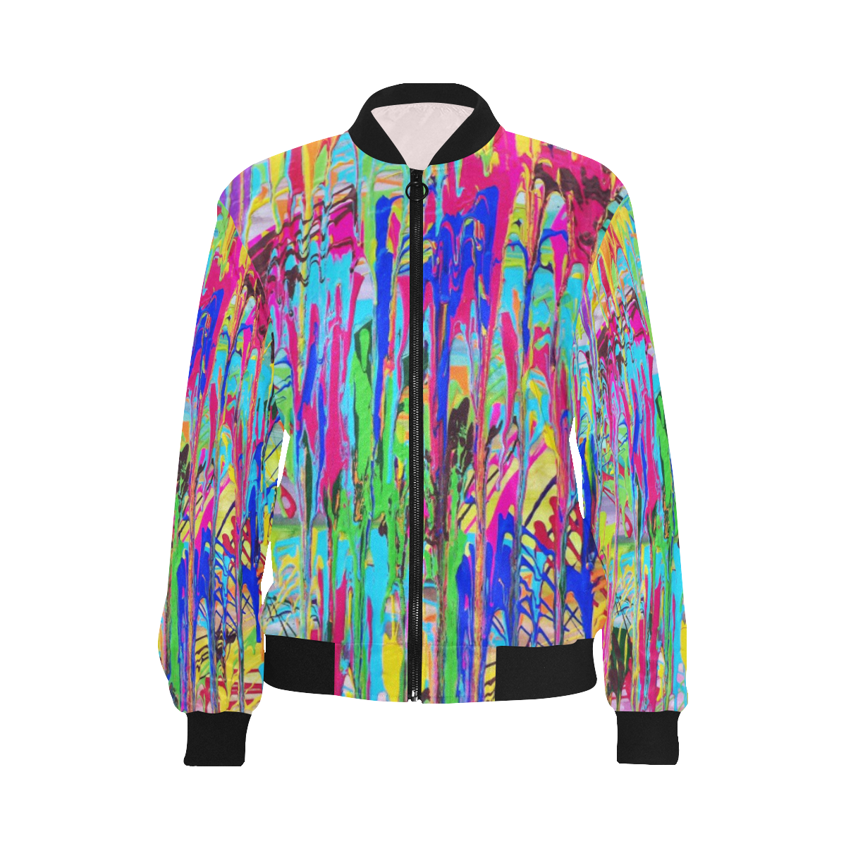 Dripping All Over Print Bomber Jacket for Women (Model H36)