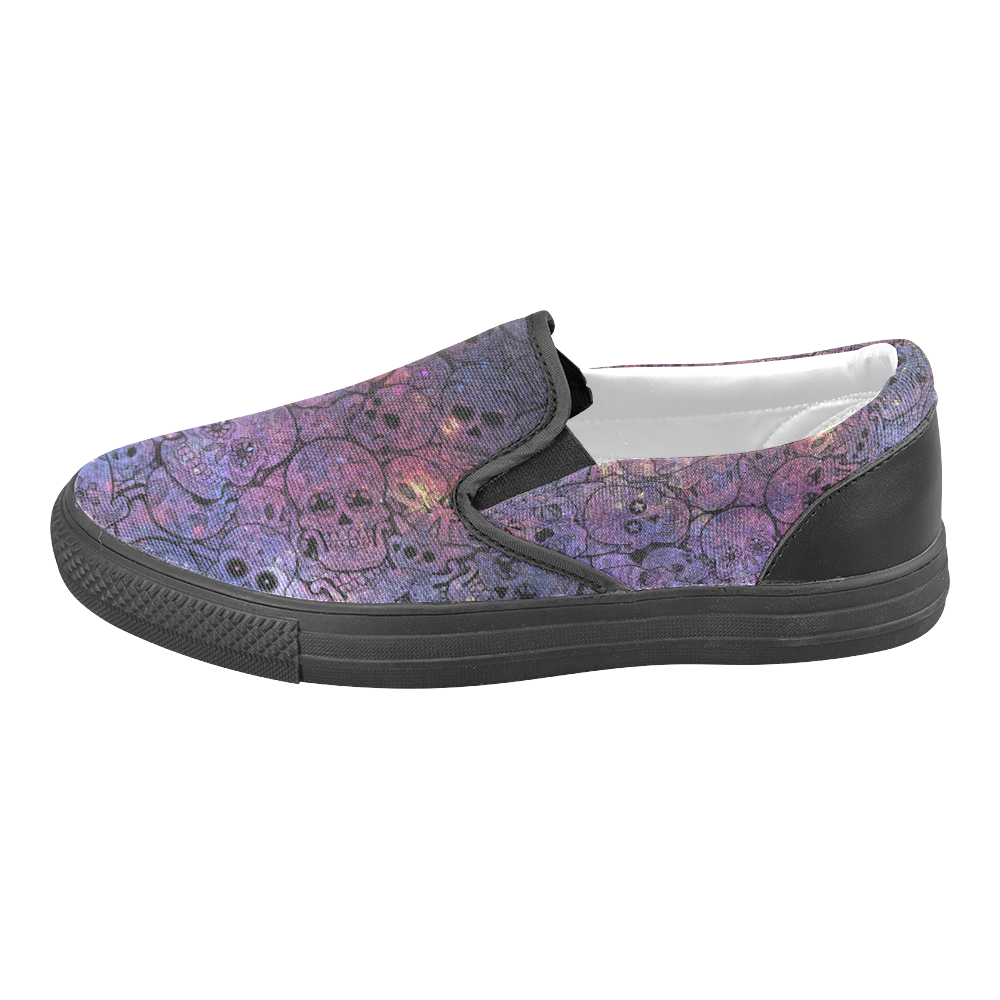Cosmic Sugar Skulls Men's Slip-on Canvas Shoes (Model 019)