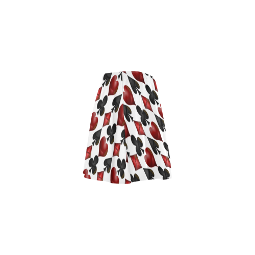 Las Vegas Black and Red Casino Poker Card Shapes on White Mini Skating Skirt (Model D36)