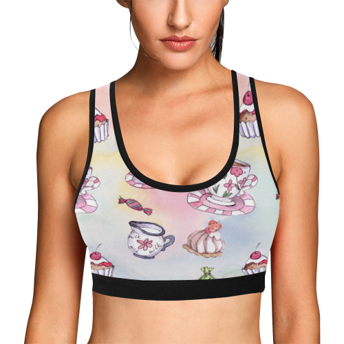 Coffee and sweeets Women's All Over Print Sports Bra (Model T52)