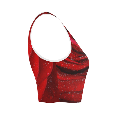 Red rosa Women's Crop Top (Model T42)