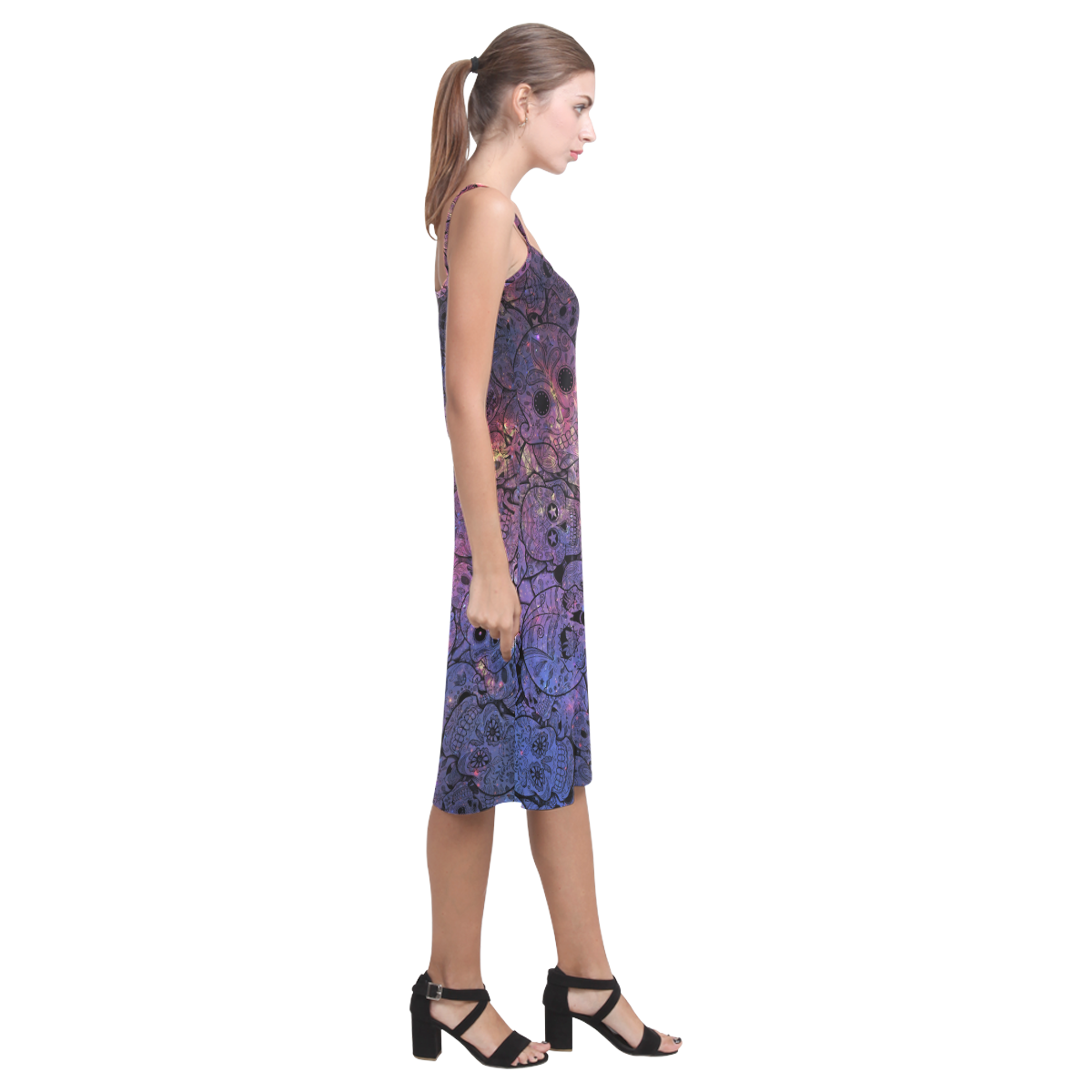 Cosmic Sugar Skulls Alcestis Slip Dress (Model D05)