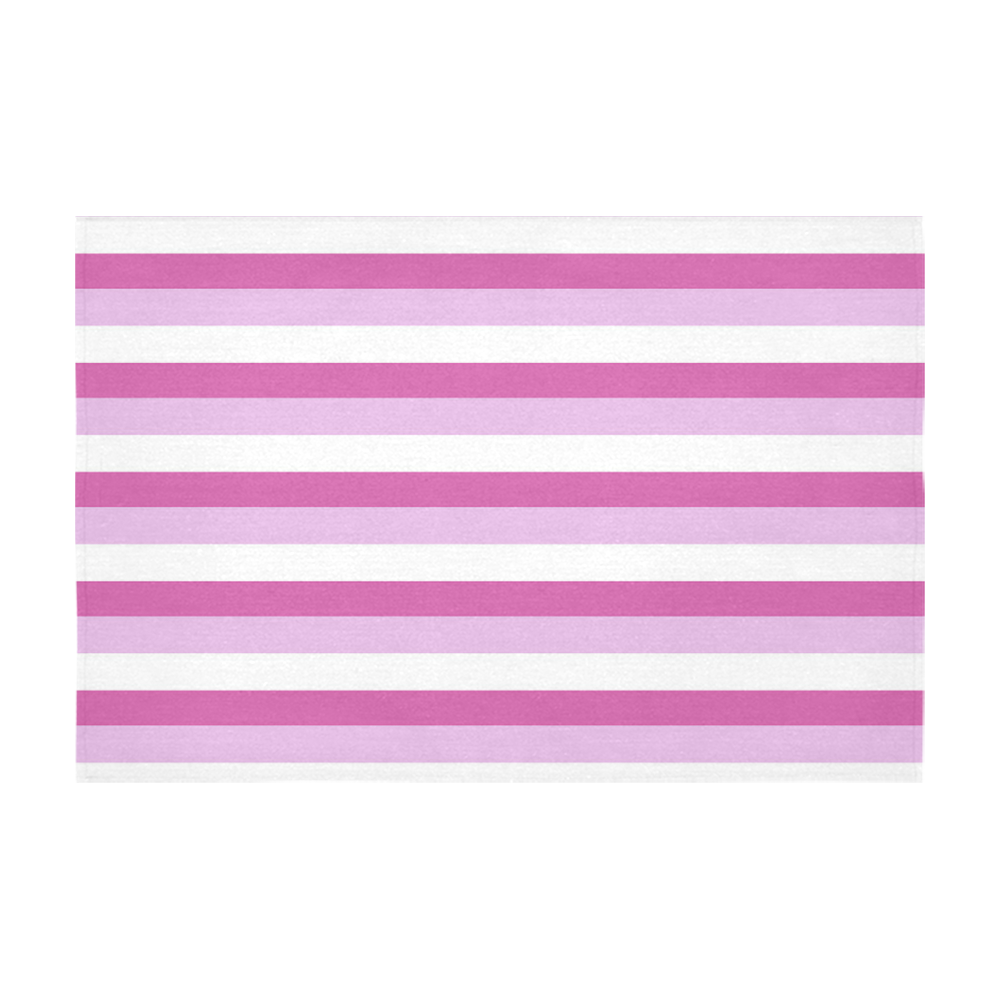 Pink Stripes Cotton Linen Tablecloth 60" x 90"