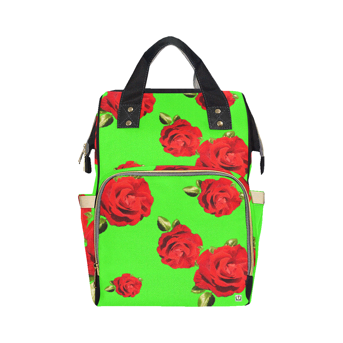 Fairlings Delight's Floral Luxury Collection- Red Rose Multi-Function Diaper Backpack 53086c18 Multi-Function Diaper Backpack/Diaper Bag (Model 1688)