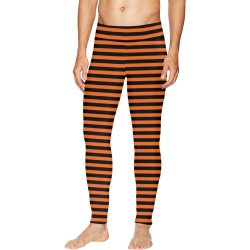 Black and Orange Stripes Men's All Over Print Leggings (Model L38)