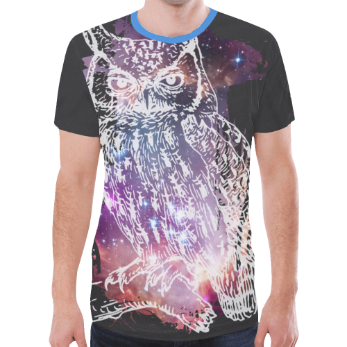Cosmic Owl - Galaxy - Hipster New All Over Print T-shirt for Men/Large Size (Model T45)