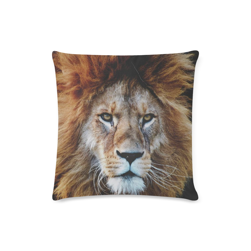 Two-Sided Lion Face Pillow Case Custom Zippered Pillow Case 16"x16"(Twin Sides)