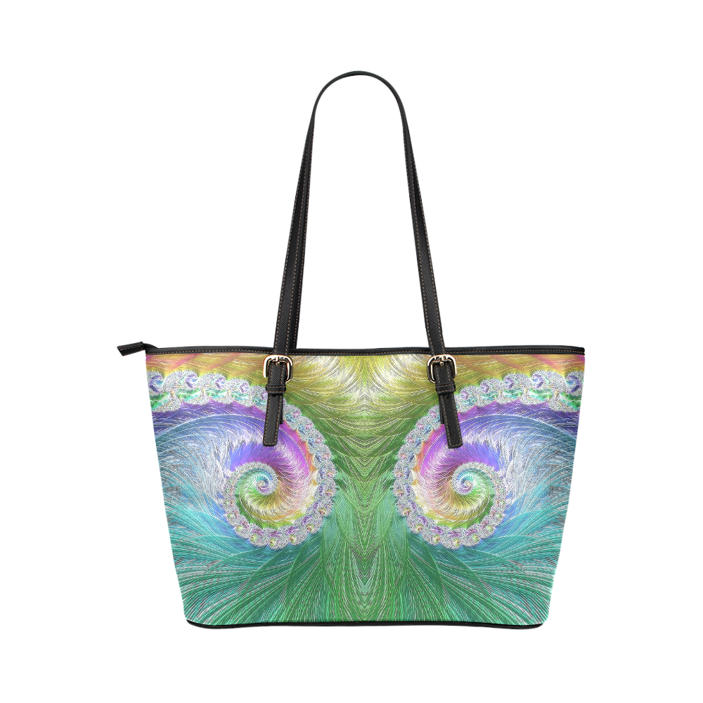 Frax Fractal Rainbow Leather Tote Bag/Large (Model 1651)