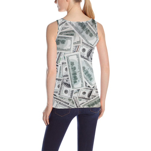 Cash Money / Hundred Dollar Bills All Over Print Tank Top for Women (Model T43)
