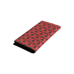 Black and Red Casino Poker Card Shapes on Red Women's Leather Wallet (Model 1611)