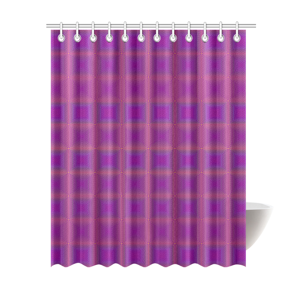 Purple gold multicolored multiple squares Shower Curtain 69"x84"