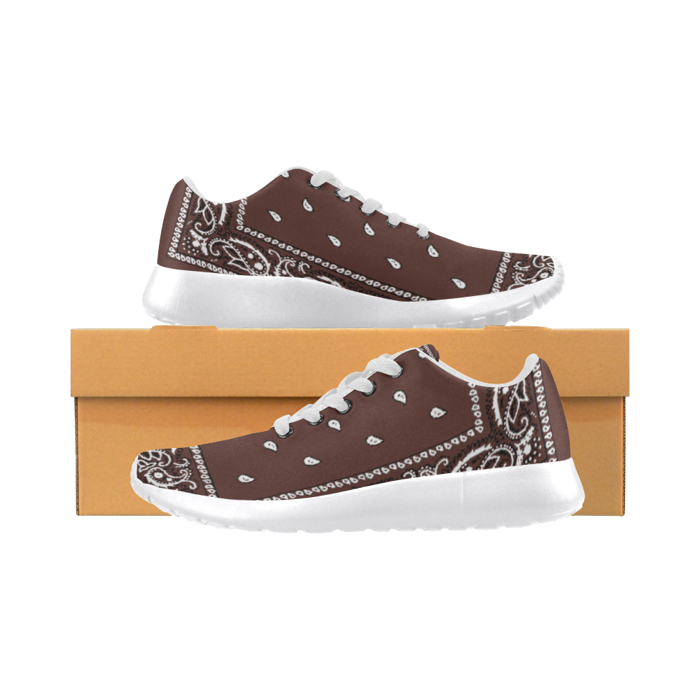 Brown Bandana Women-White Women’s Running Shoes (Model 020)