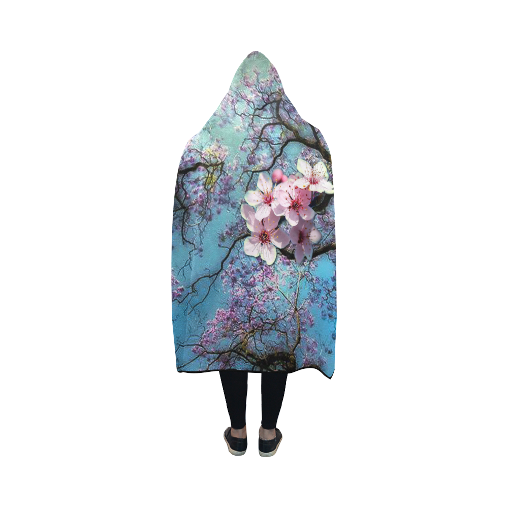 Cherry blossomL Hooded Blanket 50''x40''