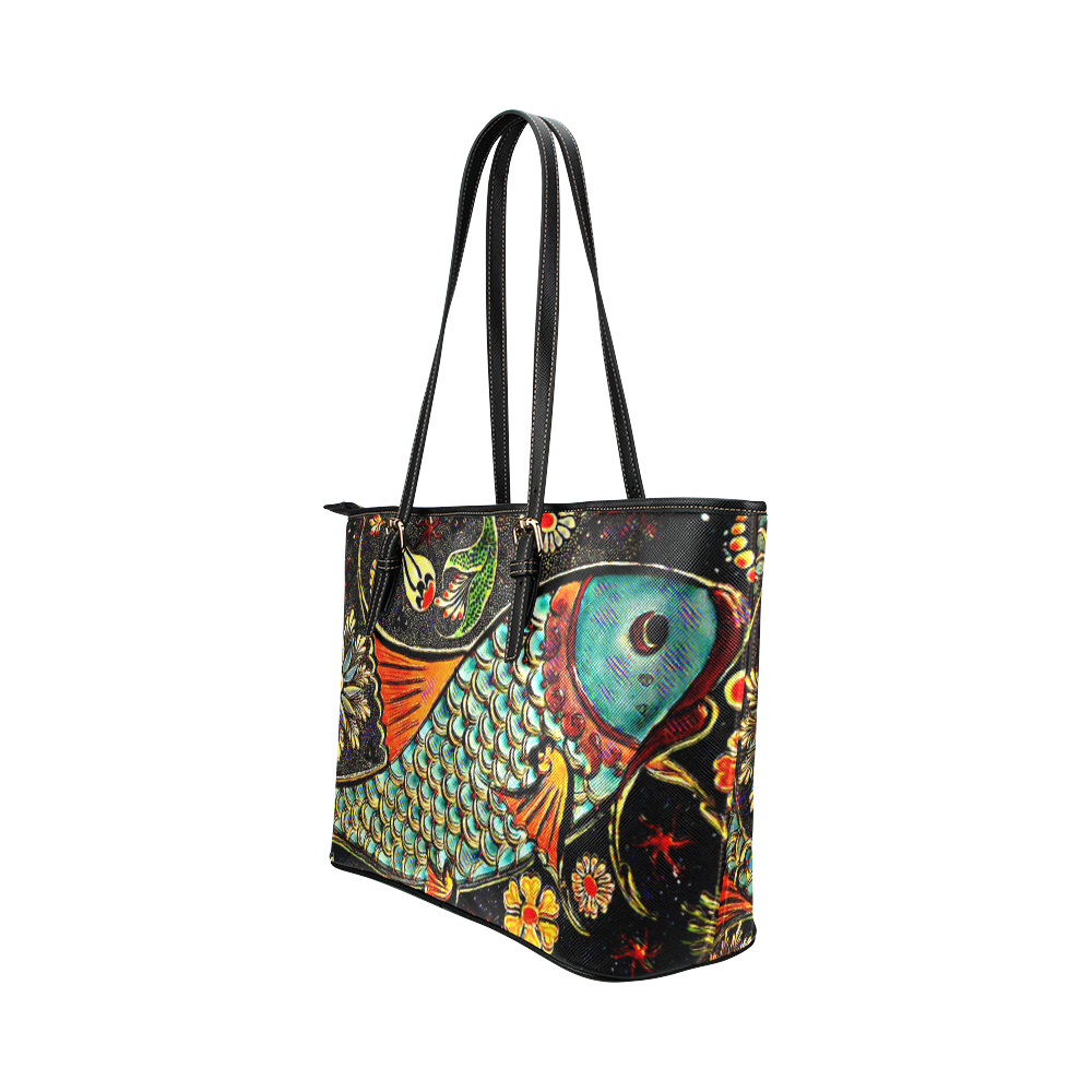 Pisces Leather Tote Bag/Small (Model 1651)