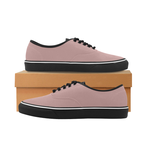 color rosy brown Classic Men's Canvas Low Top Shoes (Model E001-4)
