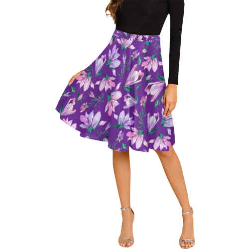 Purple Spring Melete Pleated Midi Skirt (Model D15)