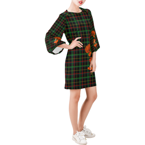 Poppy Elve On Tartan Bell Sleeve Dress (Model D52)