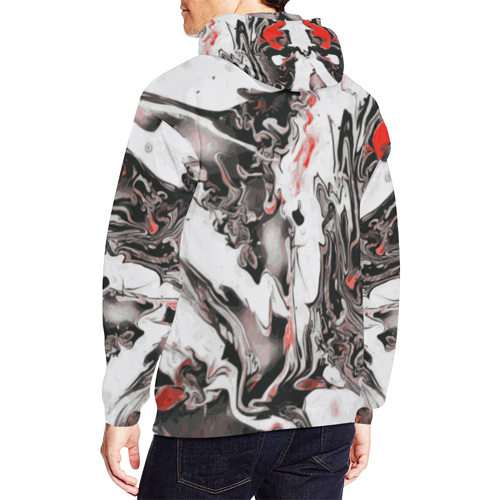 Pure Blood - red white black grey swirls diy personalize All Over Print Hoodie for Men/Large Size (USA Size) (Model H13)