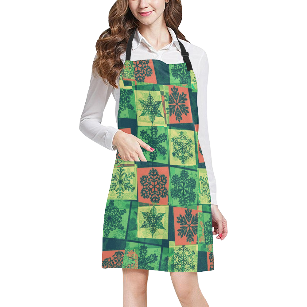 abstract snowflake squares All Over Print Apron