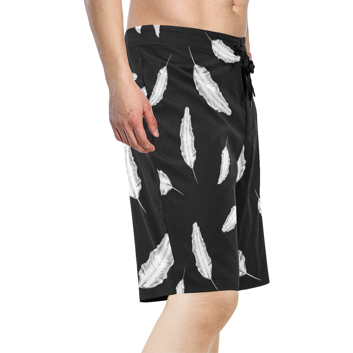White Feathers Men's All Over Print Board Shorts (Model L16)