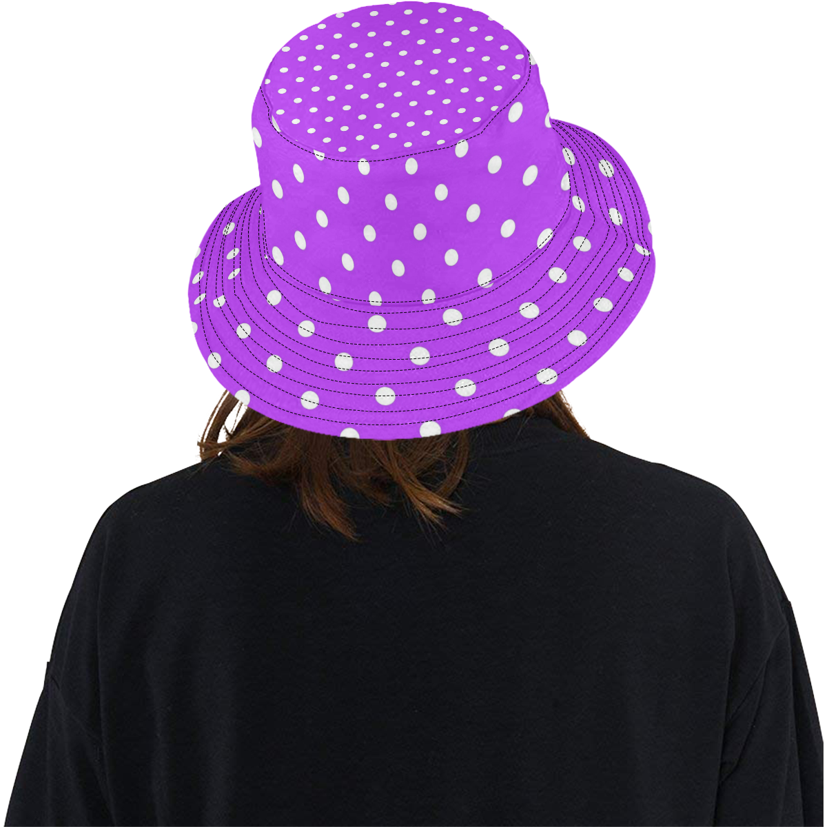 Royal Purple White Dots All Over Print Bucket Hat