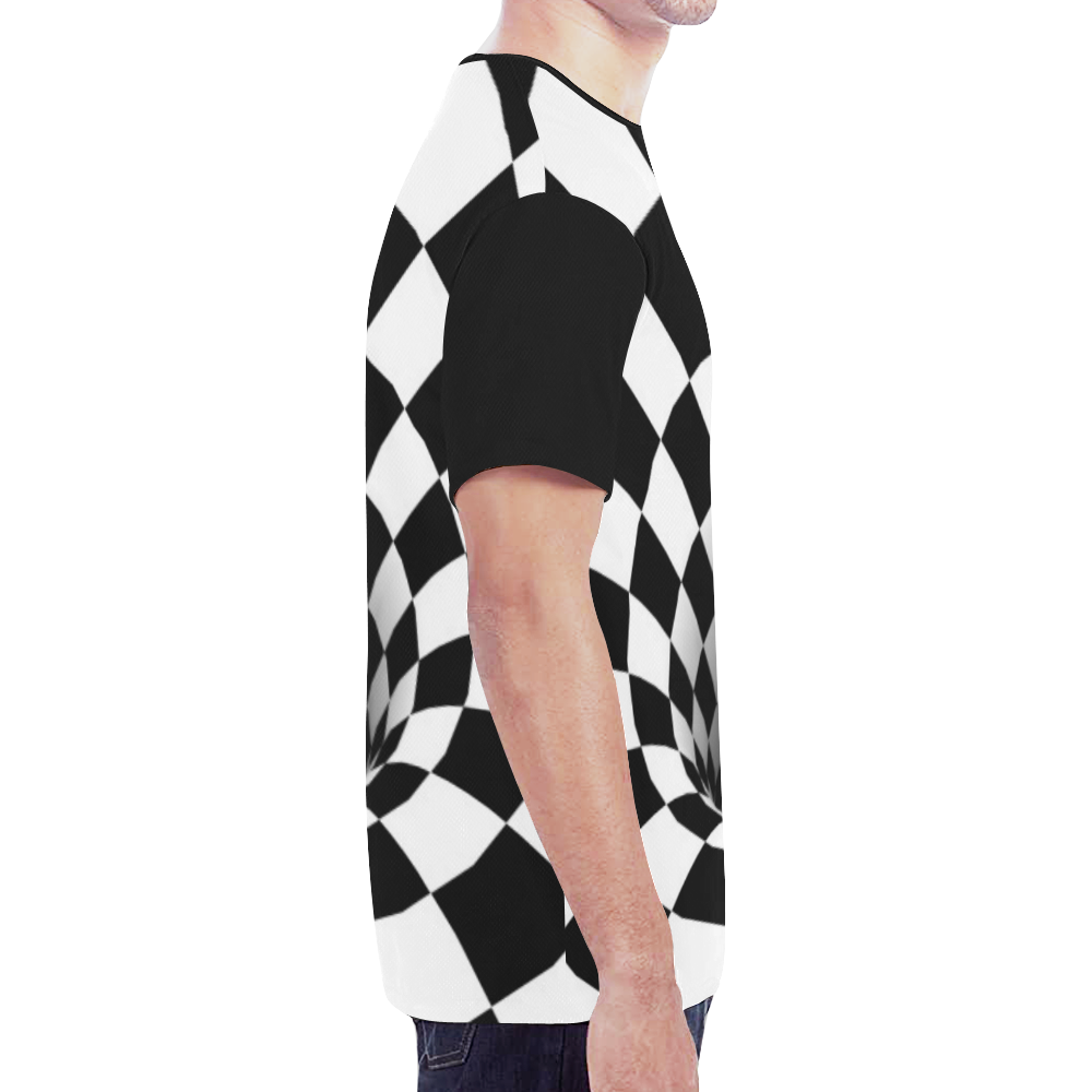Checkered Hole (Black/White) by BJORLIE New All Over Print T-shirt for Men (Model T45)