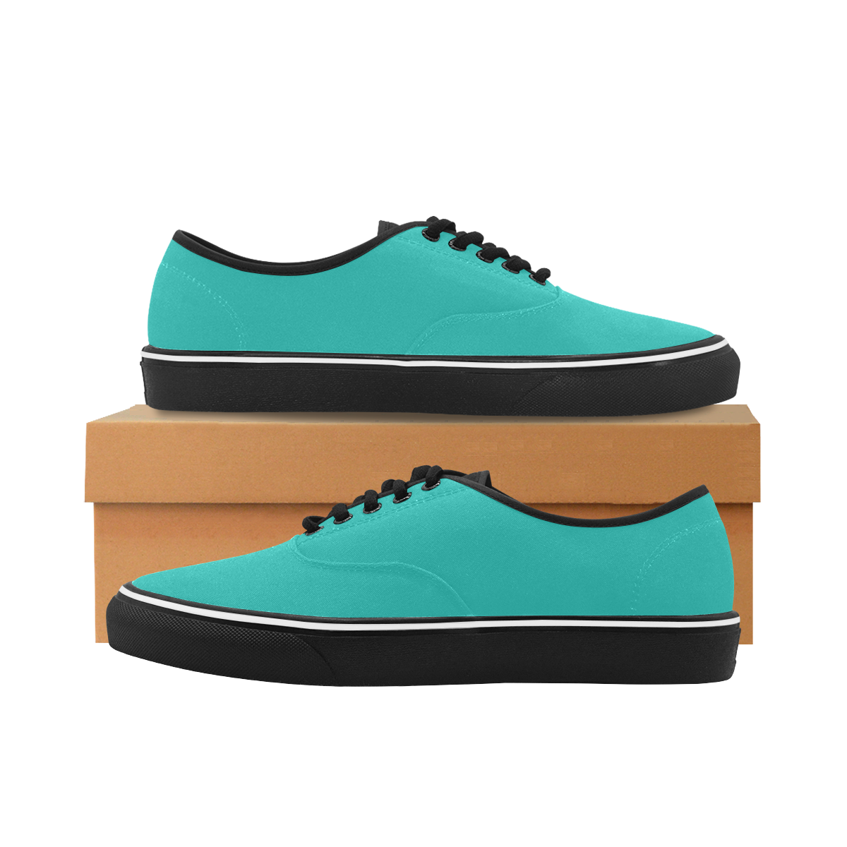 color light sea green Classic Men's Canvas Low Top Shoes (Model E001-4)