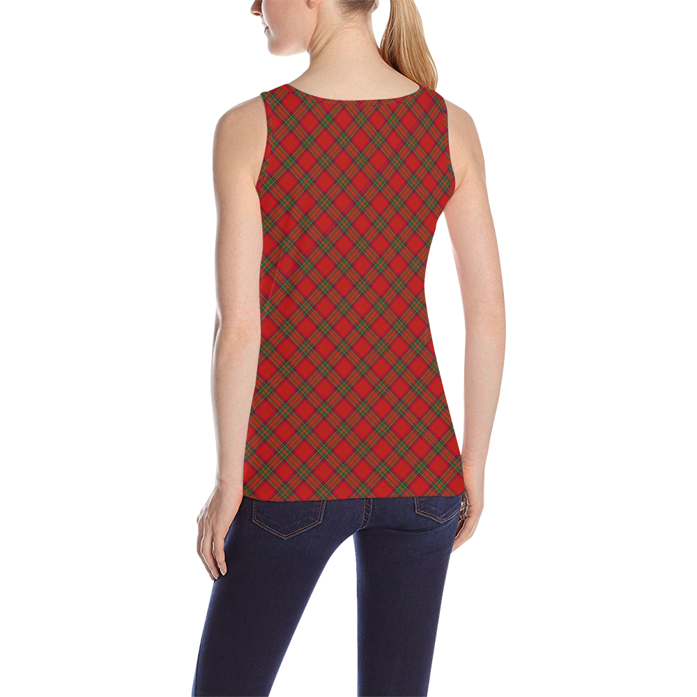 Red Tartan Plaid Pattern All Over Print Tank Top for Women (Model T43)