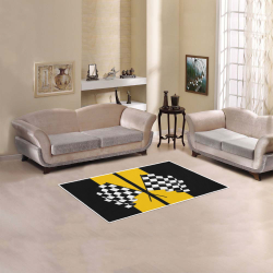 Checkered Flags, Race Car Stripe Black and Yellow Area Rug 2'7"x 1'8‘’