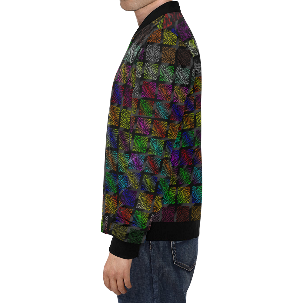 Ripped SpaceTime Stripes Collection All Over Print Bomber Jacket for Men/Large Size (Model H19)