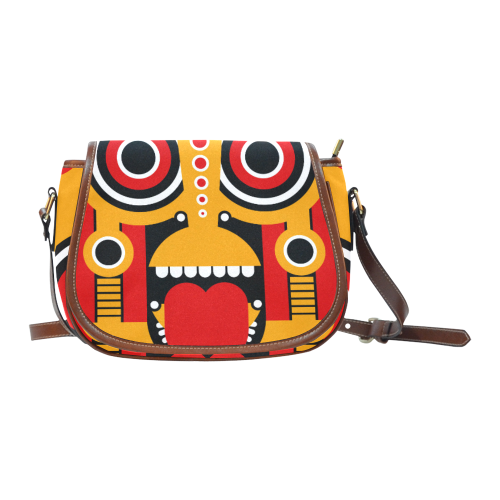 Red Yellow Tiki Tribal Saddle Bag/Large (Model 1649)