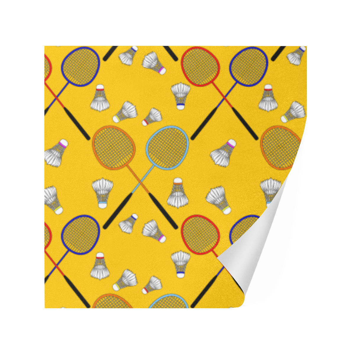 Badminton Rackets and Shuttlecocks Pattern Sports Yellow Gift Wrapping Paper 58"x 23" (5 Rolls)