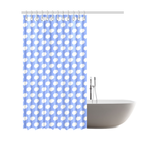 Clouds and Polka Dots on Blue Shower Curtain 72"x84"
