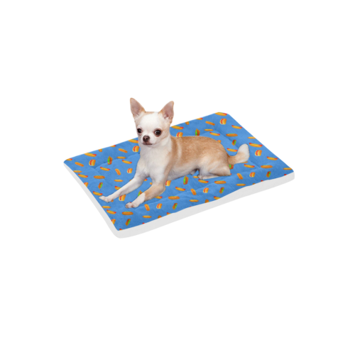 Hot Dog Pattern on Blue Pet Bed 24"x13"