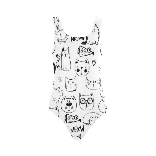Meow Cats Vest One Piece Swimsuit (Model S04)