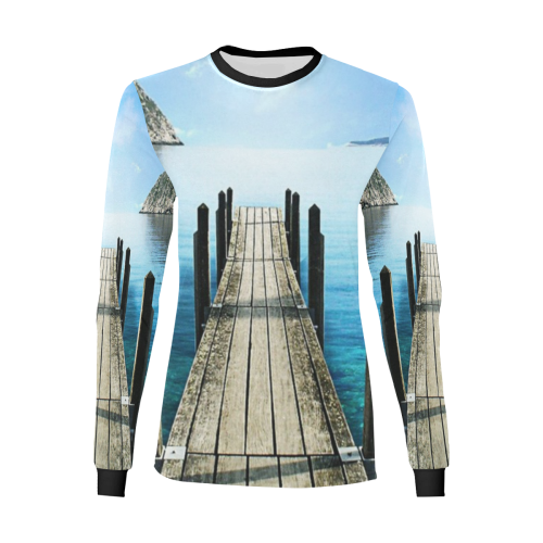 nature-background Women's All Over Print Long Sleeve T-shirt (Model T51)