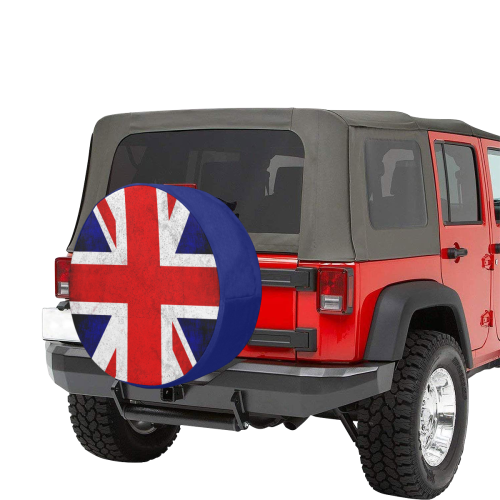United Kingdom Union Jack Flag - Grunge 2 34 Inch Spare Tire Cover